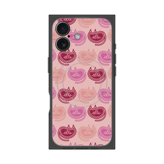 プレミアムスクエアケース with MagSafe［ ELLE - Cat Pattern - ピンク ］
