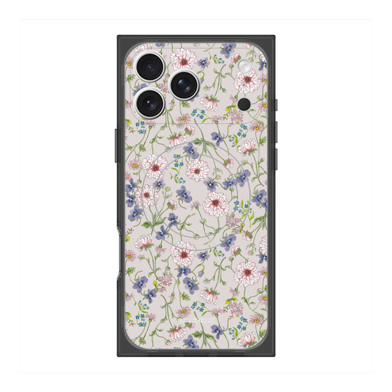 プレミアムスクエアケース with MagSafe［ 日比谷花壇 - FloralSymphony - ベージュ ］