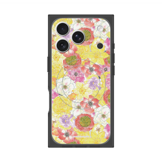 プレミアムスクエアケース with MagSafe［ 日比谷花壇 - HarmonyinBloom - イエロー ］