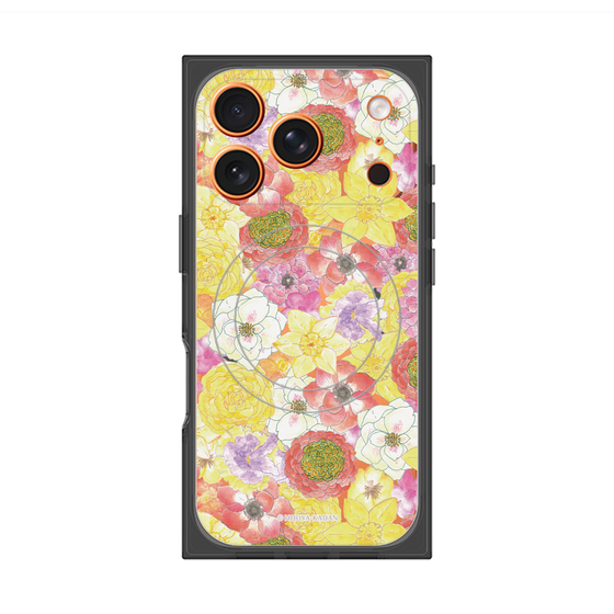 プレミアムスクエアケース with MagSafe［ 日比谷花壇 - HarmonyinBloom - イエロー ］