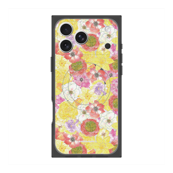 プレミアムスクエアケース with MagSafe［ 日比谷花壇 - HarmonyinBloom - イエロー ］