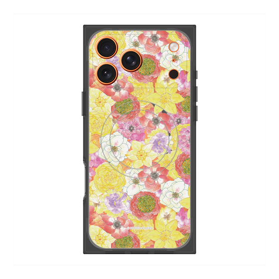 プレミアムスクエアケース with MagSafe［ 日比谷花壇 - HarmonyinBloom - イエロー ］