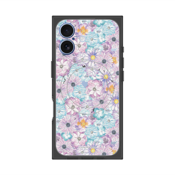 プレミアムスクエアケース with MagSafe［ 日比谷花壇 - HarmonyinBloom - パープル ］