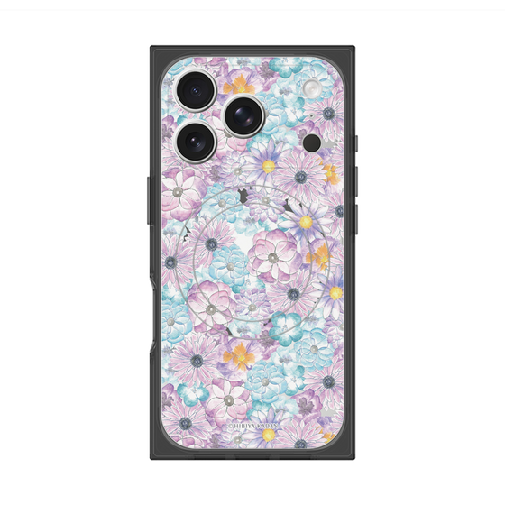 プレミアムスクエアケース with MagSafe［ 日比谷花壇 - HarmonyinBloom - パープル ］