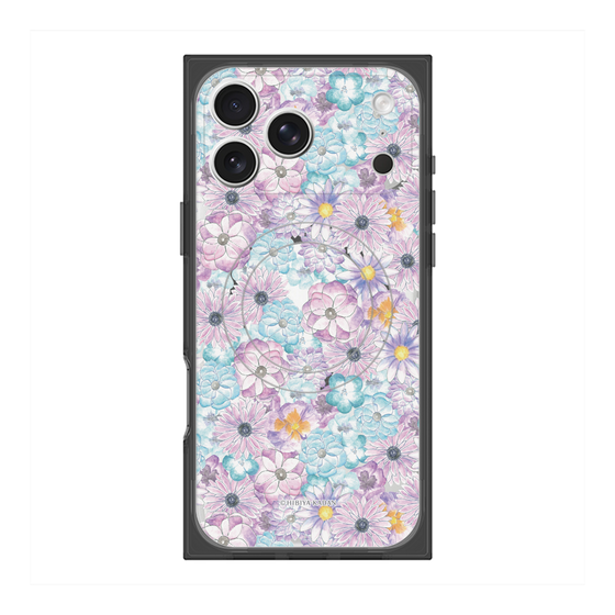 プレミアムスクエアケース with MagSafe［ 日比谷花壇 - HarmonyinBloom - パープル ］