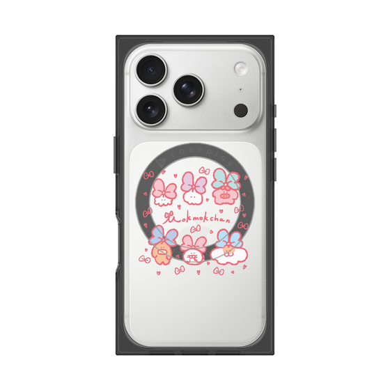 プレミアムスクエアケース with MagSafe［ もくもくちゃん - リボン ］