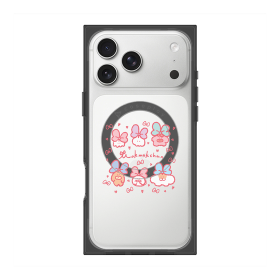 プレミアムスクエアケース with MagSafe［ もくもくちゃん - リボン ］