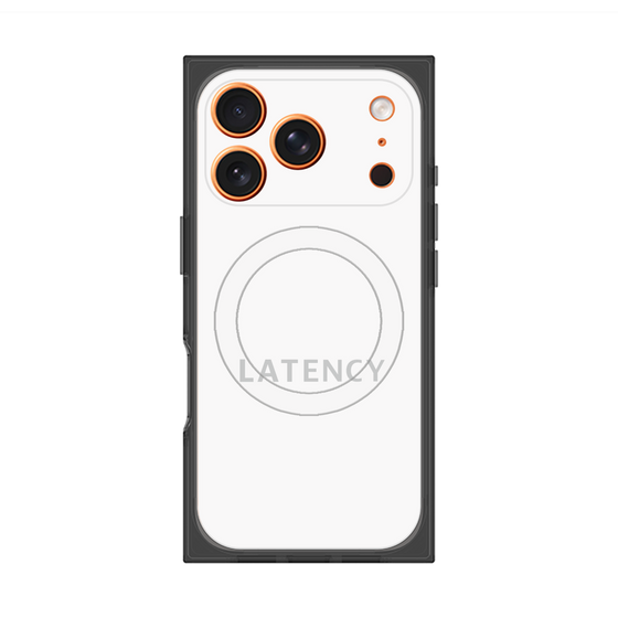 プレミアムスクエアケース with MagSafe［ LATENCY - Logotype - White ］