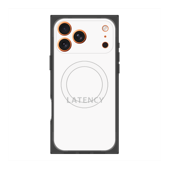 プレミアムスクエアケース with MagSafe［ LATENCY - Logotype - White ］