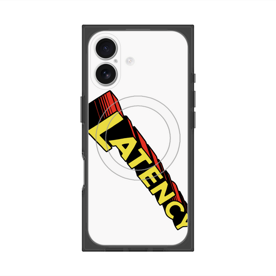 プレミアムスクエアケース with MagSafe［ LATENCY - Rock logo - White ］