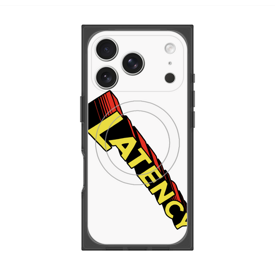 プレミアムスクエアケース with MagSafe［ LATENCY - Rock logo - White ］