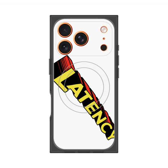 プレミアムスクエアケース with MagSafe［ LATENCY - Rock logo - White ］
