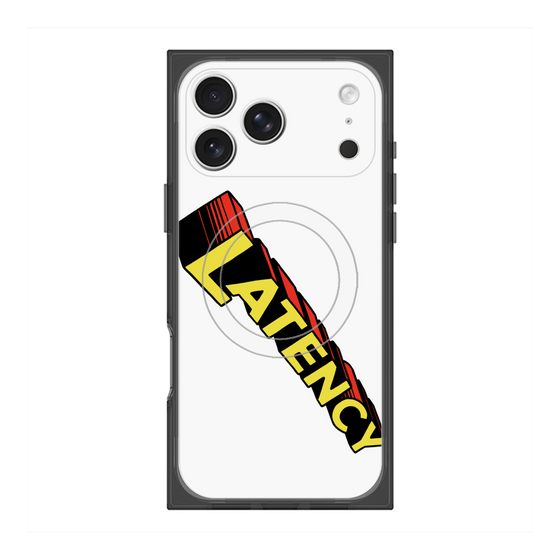 プレミアムスクエアケース with MagSafe［ LATENCY - Rock logo - White ］