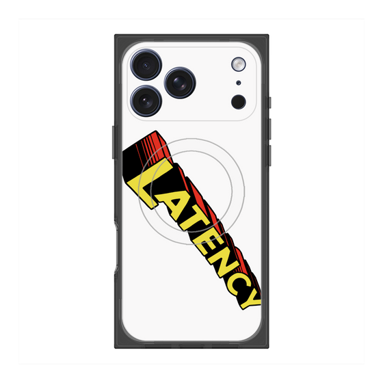 プレミアムスクエアケース with MagSafe［ LATENCY - Rock logo - White ］