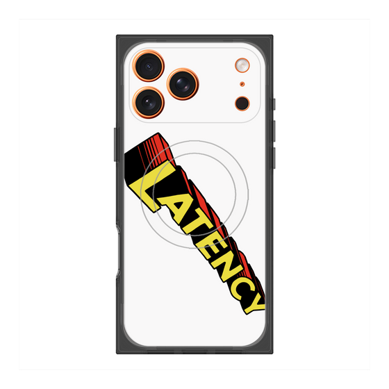 プレミアムスクエアケース with MagSafe［ LATENCY - Rock logo - White ］