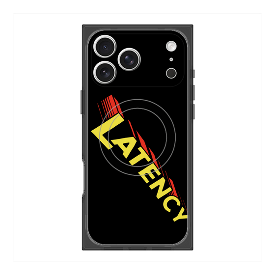 プレミアムスクエアケース with MagSafe［ LATENCY - Rock logo - Black ］
