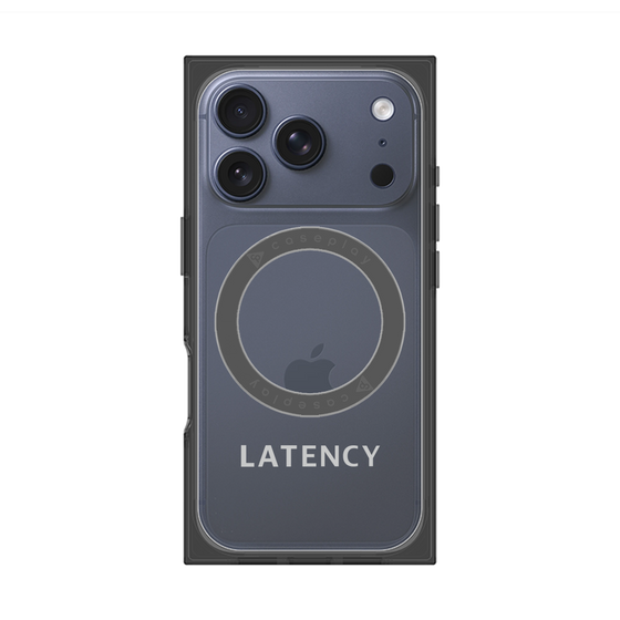 プレミアムスクエアケース with MagSafe［ LATENCY - Logotype - Gray ］