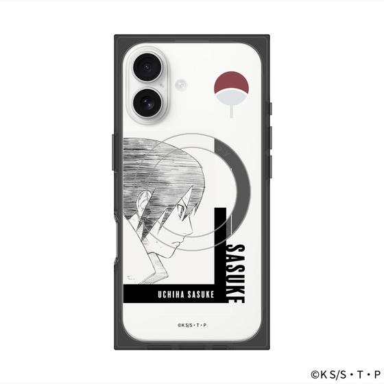 プレミアムスクエアケース with MagSafe［ NARUTO-ナルト- 疾風伝 - うちはサスケ - 線画 ］