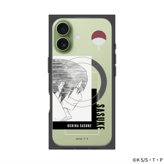 プレミアムスクエアケース with MagSafe［ NARUTO -ナルト- 疾風伝 - うちはサスケ - 線画 ］