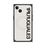 プレミアムスクエアケース with MagSafe［ 1PIU1UGUALE3 - ロゴ vertical - ホワイト ］