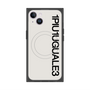 プレミアムスクエアケース with MagSafe［ 1PIU1UGUALE3 - ロゴ vertical - ホワイト ］