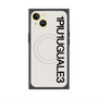 プレミアムスクエアケース with MagSafe［ 1PIU1UGUALE3 - ロゴ vertical - ホワイト ］