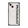 プレミアムスクエアケース with MagSafe［ 1PIU1UGUALE3 - ロゴ vertical - ホワイト ］