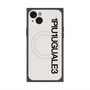 プレミアムスクエアケース with MagSafe［ 1PIU1UGUALE3 - ロゴ vertical - ホワイト ］