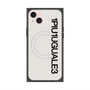 プレミアムスクエアケース with MagSafe［ 1PIU1UGUALE3 - ロゴ vertical - ホワイト ］