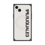 プレミアムスクエアケース with MagSafe［ 1PIU1UGUALE3 - ロゴ vertical - ホワイト ］