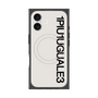 プレミアムスクエアケース with MagSafe［ 1PIU1UGUALE3 - ロゴ vertical - ホワイト ］