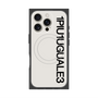 プレミアムスクエアケース with MagSafe［ 1PIU1UGUALE3 - ロゴ vertical - ホワイト ］