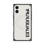 プレミアムスクエアケース with MagSafe［ 1PIU1UGUALE3 - ロゴ vertical - ホワイト ］