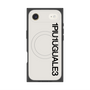 プレミアムスクエアケース with MagSafe［ 1PIU1UGUALE3 - ロゴ vertical - ホワイト ］