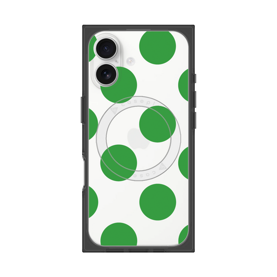 プレミアムスクエアケース with MagSafe［ シンプルドット - Green ］