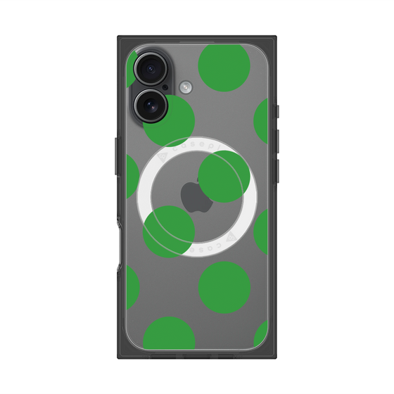 プレミアムスクエアケース with MagSafe［ シンプルドット - Green ］