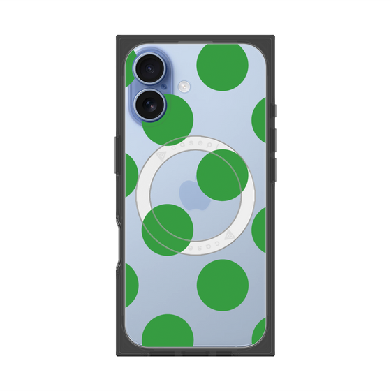 プレミアムスクエアケース with MagSafe［ シンプルドット - Green ］