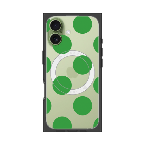 プレミアムスクエアケース with MagSafe［ シンプルドット - Green ］