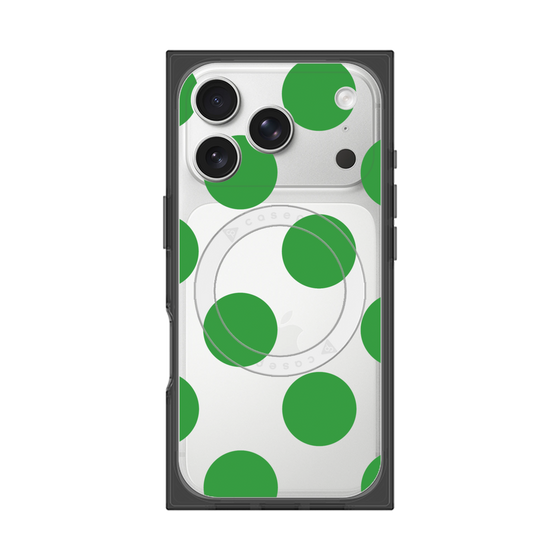 プレミアムスクエアケース with MagSafe［ シンプルドット - Green ］