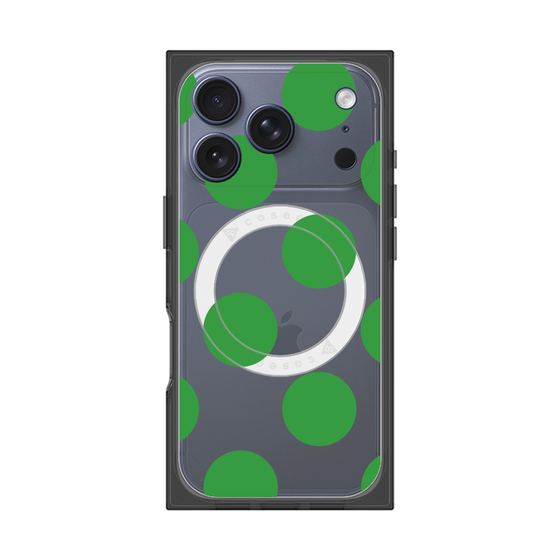 プレミアムスクエアケース with MagSafe［ シンプルドット - Green ］