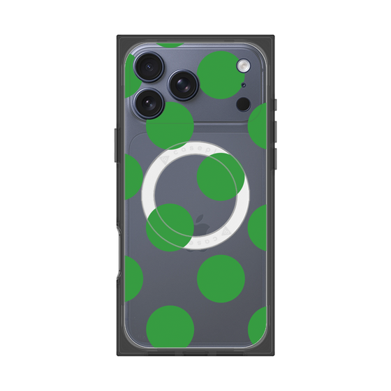 プレミアムスクエアケース with MagSafe［ シンプルドット - Green ］