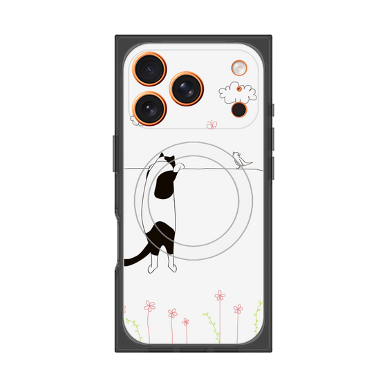 プレミアムスクエアケース with MagSafe［ 夢中に覗く三毛ねこ ］