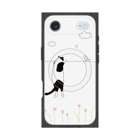 プレミアムスクエアケース with MagSafe［ 夢中に覗く三毛ねこ ］