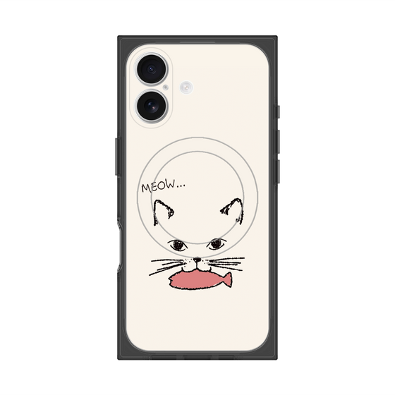 プレミアムスクエアケース with MagSafe［ 食いしん坊なねこ - White ］