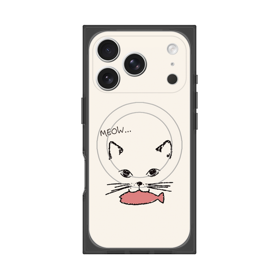 プレミアムスクエアケース with MagSafe［ 食いしん坊なねこ - White ］