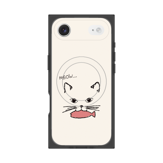 プレミアムスクエアケース with MagSafe［ 食いしん坊なねこ - White ］