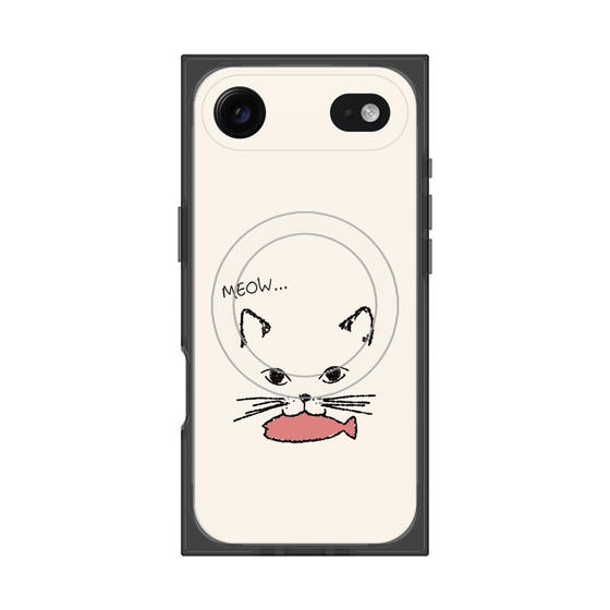 プレミアムスクエアケース with MagSafe［ 食いしん坊なねこ - White ］