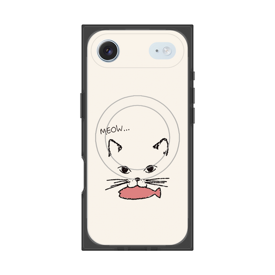 プレミアムスクエアケース with MagSafe［ 食いしん坊なねこ - White ］