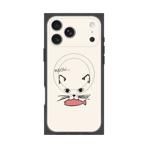プレミアムスクエアケース with MagSafe［ 食いしん坊なねこ - White ］