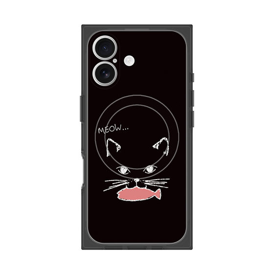 プレミアムスクエアケース with MagSafe［ 食いしん坊なねこ - Black ］